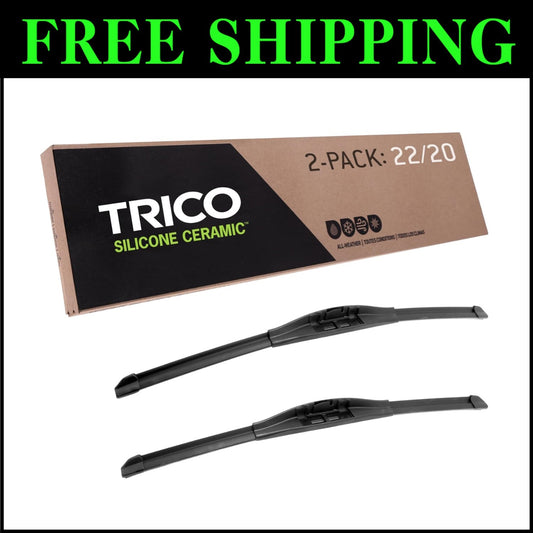 Ceramic Coated Wiper Blades 22" & 20" for Clear Vision - Automotive Pack of 2