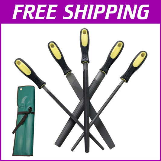 Ergonomic 10-Inch Metal File Set with Lifetime Warranty - 5-Piece Collection