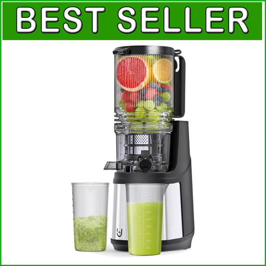 Compact Masticating Juicer - 5.8" Feeding Chute, High Juice Yield & Quiet Motor