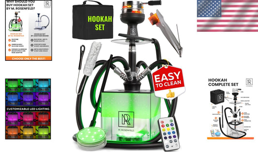 4 Hose Premium Hookah Set with LED Light - Complete Acrylic Kit & Accessories