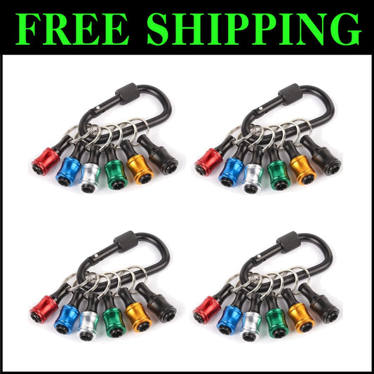 Portable 1/4 Inch Hex Bit Holder Set - Lightweight Aluminum with Carabiner