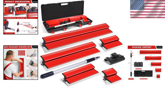 Premium Drywall Skimming Blade Set - 5 Stainless Steel Sizes w/ Portable Case