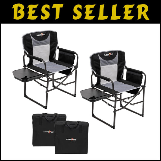 Portable Folding Camping Chair with Built-in Side Table - Ideal for Outdoor Fun