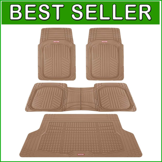 Deep-Dish Beige Car Floor Mats & Cargo Liner Set - Waterproof Protection for SUV