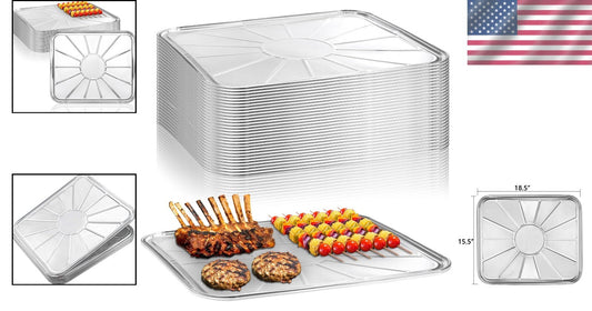 Premium Quality Aluminum Foil Oven Liners - 30 Disposable Drip Pans, 18.5 x 15.5