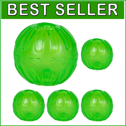 Pack of 5 Green Dog Chew Balls - Treat Dispensing Fun for Active Pets