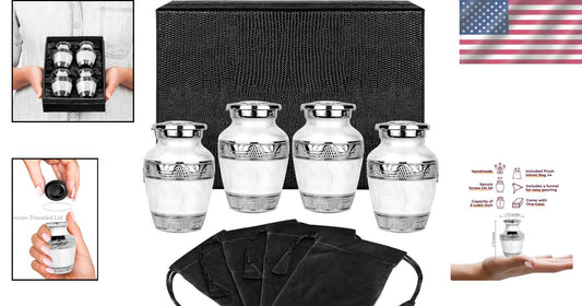 Elegant Brass Mini Urns with Threaded Lid - Set of 4 for Cherished Memories