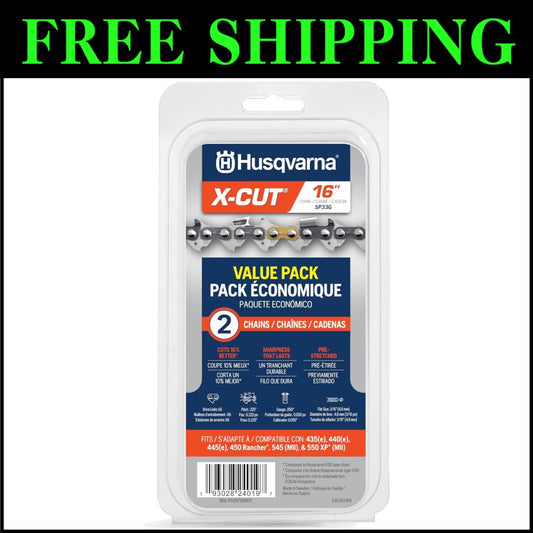 16 Inch Chainsaw Chain - X-Cut SP33G, Low Kickback, Perfect for Arborists - 2pk