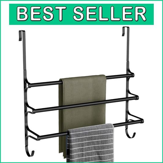 Durable Over The Door Towel Rack - 24.2" Triple Hook Design for Small Bathrooms