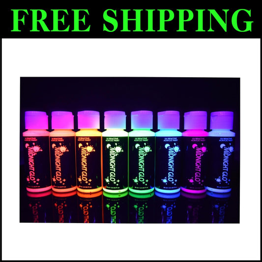 Vibrant UV Reactive Acrylic Paint Set – 8 Non-Toxic Colors for Safe Creativity