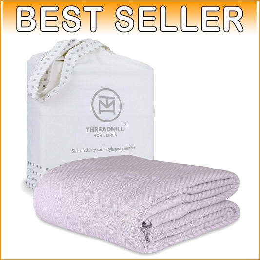 All-Season Lightweight King Size Blanket - Durable Herringbone Cotton Throw
