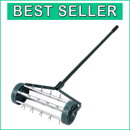Durable 18-Inch Lawn Aerator with Collapsible 41-Inch Handle for Easy Storage
