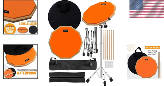 Beginner-Friendly 12" Drum Practice Pad with Adjustable Snare Stand & Sticks