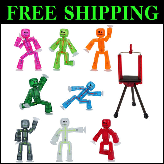 Educational 8-Piece Action Figures Set & Tripod - Ideal for Kids’ Animation