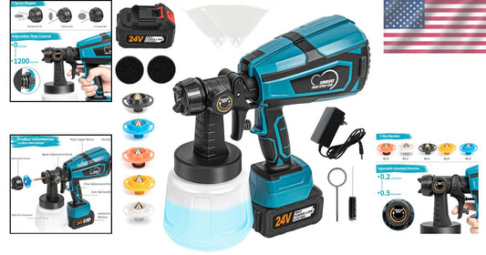 Adjustable HVLP Paint Sprayer - 6 Copper Nozzles & 2000mAh Power, Effortless Use
