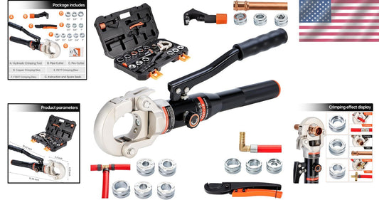 Professional Hydraulic Crimping Tool with 1/2, 3/4, 1 Inch Dies for PEX & Copper