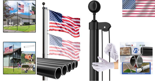 Versatile 25 FT Black Flag Pole with 3x5 Flag - Space-Saving and Elegant Design