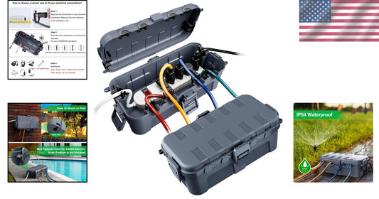 Sturdy Outdoor Electrical Box with 6 Ports - Ideal for Holiday Lighting & More