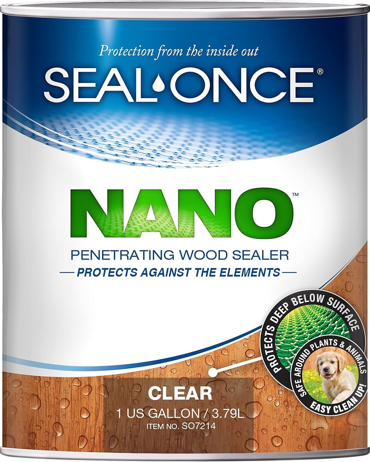1 Gallon Clear Wood Sealer - Fast-Drying Nano Protection for Outdoor Use