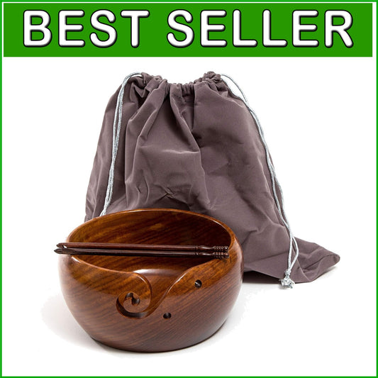 Deluxe 7x4 Rosewood Yarn Holder with Crochet Hooks & Travel Bag - Perfect Gift