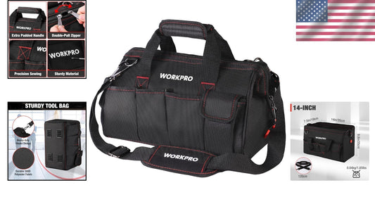 14-Inch Black Multi-Pocket Tool Organizer with Adjustable Strap for Easy Access