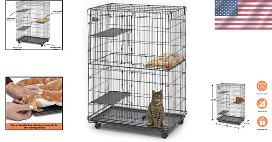 Durable Cat Playpen with Folding Design & Removable Tray - Ideal for All Sizes