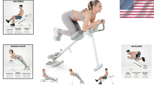 Space-Efficient 4-in-1 Fitness Equipment: Rowing, Ab Glider, Leg Press Machine