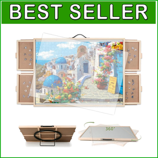 Eco-Friendly 1500-Piece Puzzle Table with Non-Slip Surface and 4 Drawers