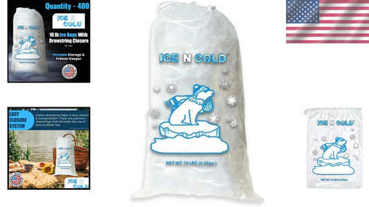 Durable Drawstring Ice Bags 10lb Capacity | 400ct Portable Storage Solution