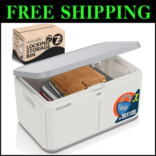 Modern 7-Gallon Lockable Storage Box with Combination Lock for Organized Living