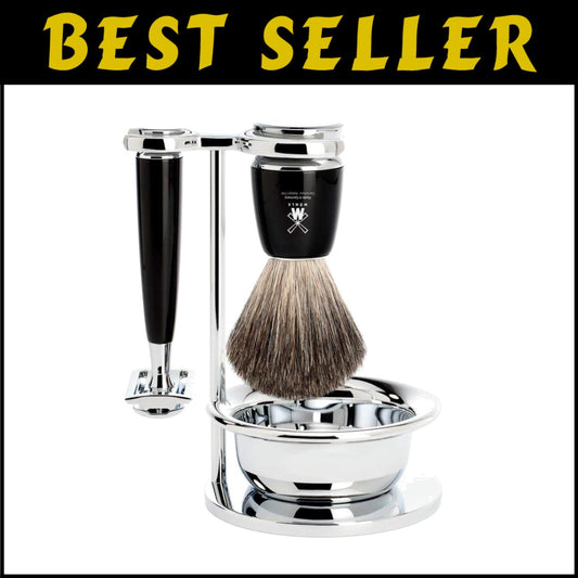Closed Comb Safety Razor and Pure Badger Brush Set - Barbershop Quality Grooming