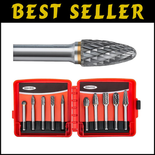 Versatile 10pc Carbide Rotary Burr Set - Ideal for Wood, Metal & Jewelry Making