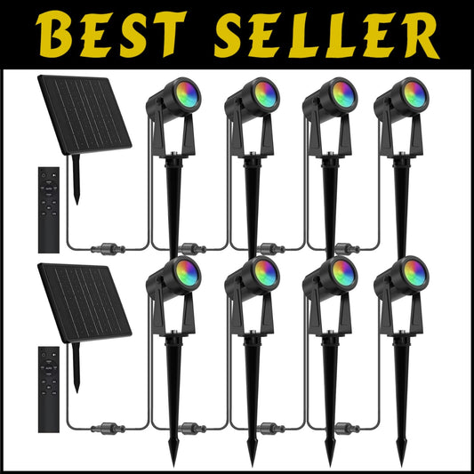 High-Capacity Solar RGBW Spot Lights - Waterproof & Easy Installation Set