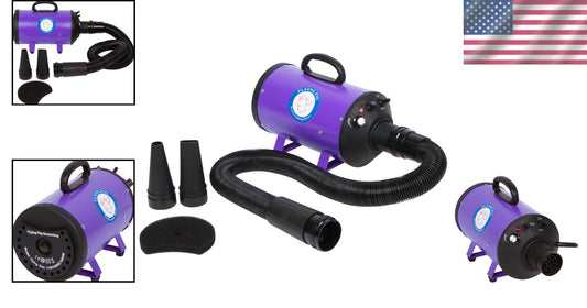 Efficient Flying One Pet Grooming Dryer - High Velocity, Adjustable Heat, Purple