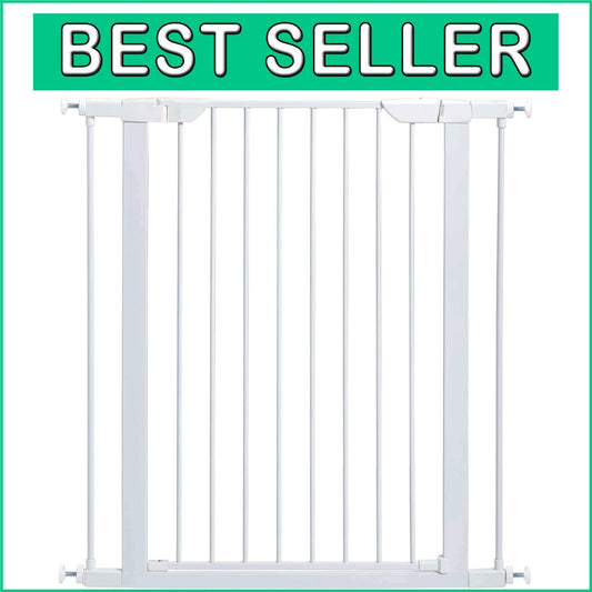 Elegant 39-Inch Tall White Steel Pet Gate - Pressure Mounted for Easy Install