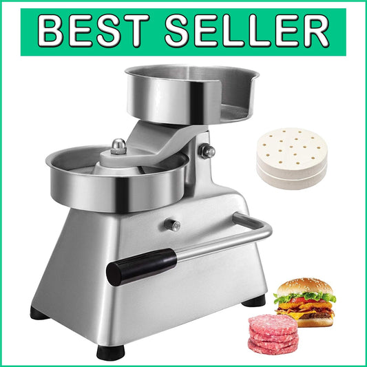 Easy-Clean 5-Inch Burger Press with 1000 Patty Papers for Restaurant & Home Use