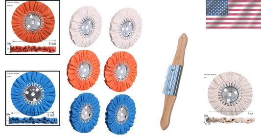 7-Piece Airway Buffing Wheel Kit for Angle Grinder - 8" Diameter Cloth Set