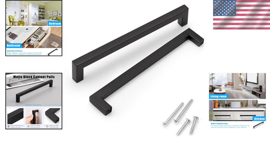 Durable 8" Stainless Steel Cabinet Handles - 7-9/16" Center Spacing, Set of 30