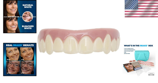 Flexible 2-Pack Premium Cosmetic Upper Teeth - Small Size for Flawless Smile