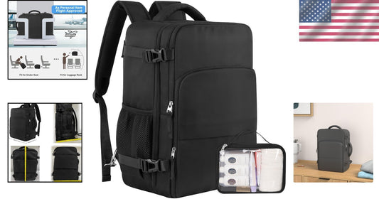 Waterproof Casual Travel Backpack with 16-Inch Laptop Compartment and Extra Bag