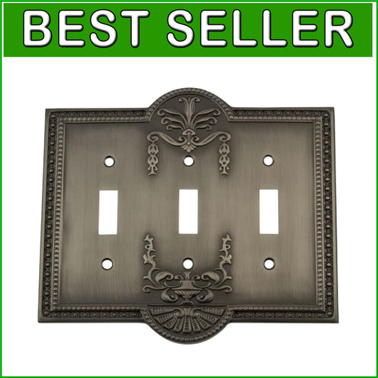 Curved Edge Antique Pewter Switch Cover - Durable Brass Craftsmanship