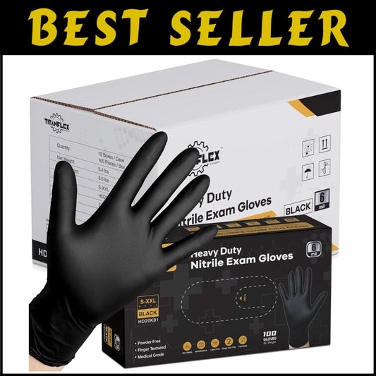 Disposable Nitrile Gloves - 6-Mil Heavy-Duty, Hypoallergenic & Food-Grade Safety