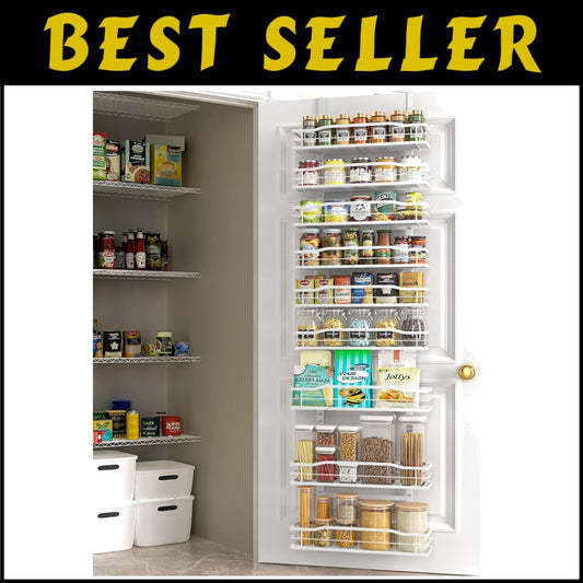 Adjustable 9-Tier Over Door Spice Rack - Elegant Kitchen & Home Organizer