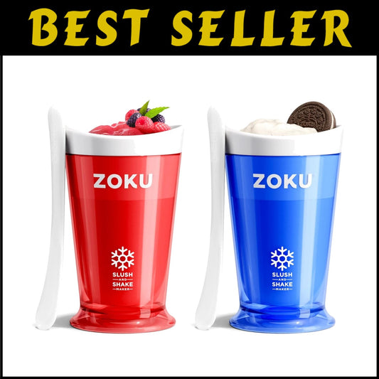 BPA-Free Slush Maker 2 Pack - Instant Milkshakes & Fruit Smoothies - Easy Clean