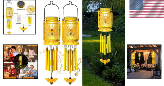 Charming Solar Bee Wind Chimes - Unique Outdoor Decor with Easy Installation