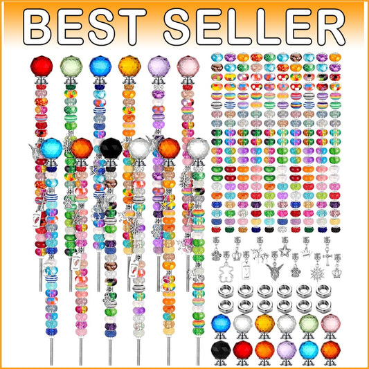 DIY Garden Stake Set with 236 Pieces: Colorful Beads and Crystal Accents