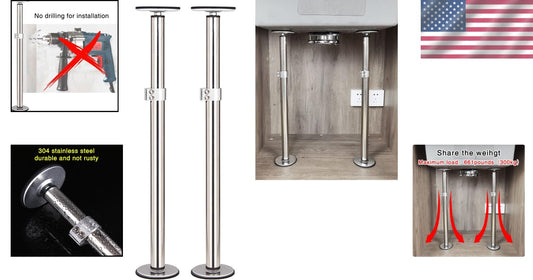 Stainless Steel Undermount Sink Support Kit - Height Adjustable 16-29.5 inches