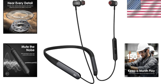 Wireless Bluetooth Neckband Headphones with Magnetic Design & 150H Battery Life