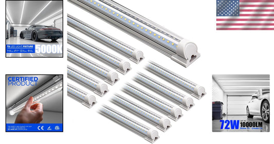Energy-Efficient 8FT LED Shop Lights, 10 Pack, High Output Daylight White