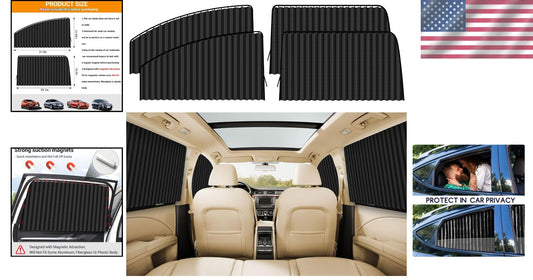 Extendable Magnetic Sun Shade for Cars - 4 PCS Privacy Covers for SUVs & Trucks